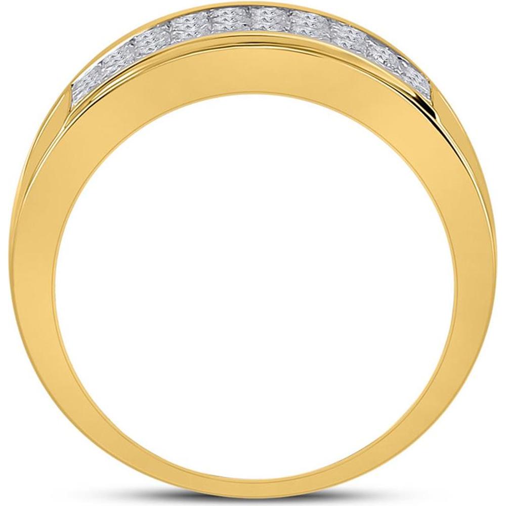 GND 14K Yellow Gold Diamond Band Ring with Invisible-Set Princess Cut Diamonds - 3.04 Carat Total Diamond Weight