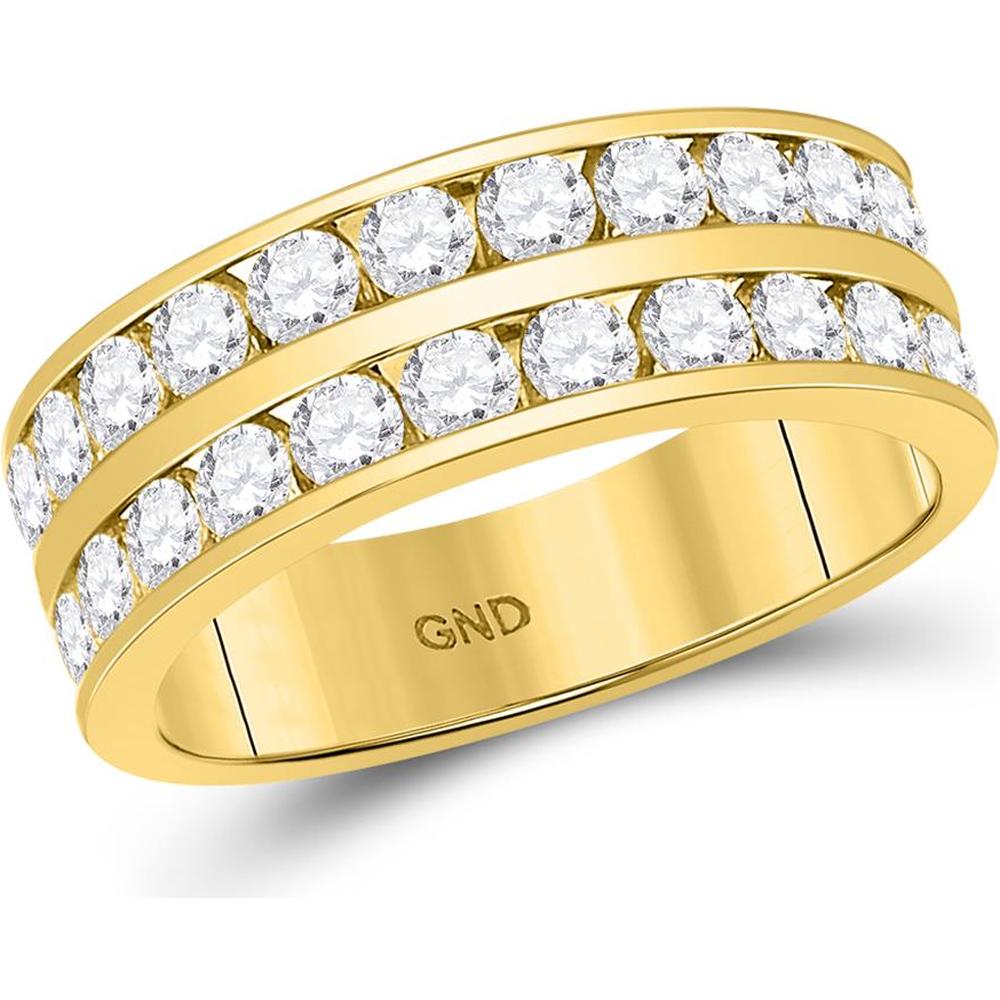 GND 14K Yellow Gold Double Row Channel-Set Round Diamond Wedding Band - 2.07 Carat Total Diamond Weight