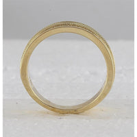 GND 14K Yellow Gold Double Row Textured Wedding Band with Channel-Set Round Diamonds - 1 Carat Total Diamond Weight