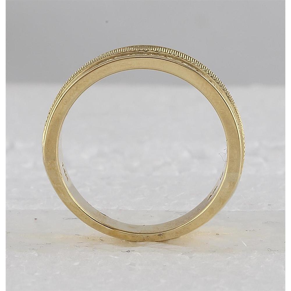 GND 14K Yellow Gold Double Row Textured Wedding Band with Channel-Set Round Diamonds - 1 Carat Total Diamond Weight