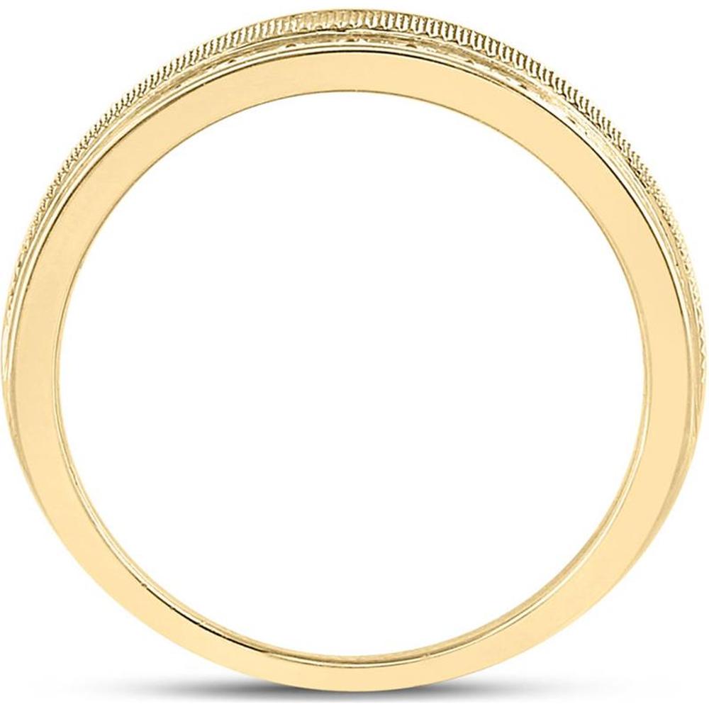 GND 14K Yellow Gold Double Row Textured Wedding Band with Channel-Set Round Diamonds - 1 Carat Total Diamond Weight