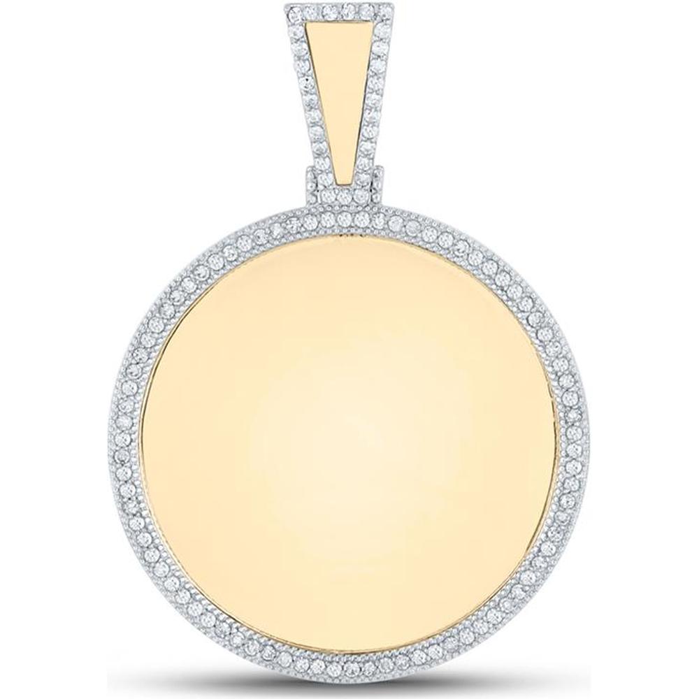 GND 14K Yellow Gold Memory Circle Pendant with Prong-Set Round Diamonds - 0.55 Carat Total Diamond Weight