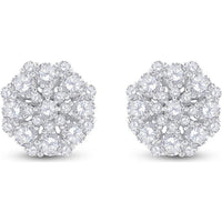 GND 14K Yellow Gold Octagon Cluster Earrings with Prong-Set Round Diamonds - 7/8 Carat Total Diamond Weight