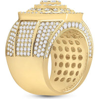 GND 14K Yellow Gold Octagon Cluster Statement Ring with Pave and Prong Set Round Diamonds – 3.5 Total Carat Weight