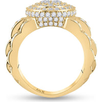 GND 14K Yellow Gold Oval Ring with Prong-Set Round Diamonds - 2.75 Carat Total Diamond Weight
