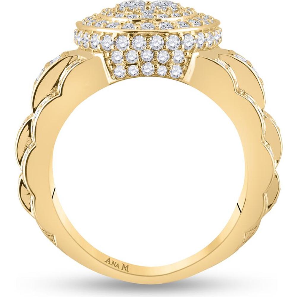 GND 14K Yellow Gold Oval Ring with Prong-Set Round Diamonds - 2.75 Carat Total Diamond Weight