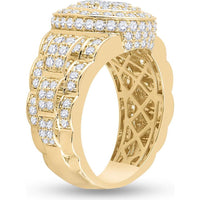 GND 14K Yellow Gold Oval Ring with Prong-Set Round Diamonds - 2.75 Carat Total Diamond Weight