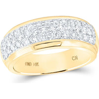GND 14K Yellow Gold Pave Band Ring with Round Diamonds - 1.50 Carat Total Diamond Weight