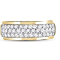 GND 14K Yellow Gold Pave Band Ring with Round Diamonds - 1.50 Carat Total Diamond Weight