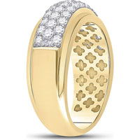 GND 14K Yellow Gold Pave Band Ring with Round Diamonds - 1.50 Carat Total Diamond Weight