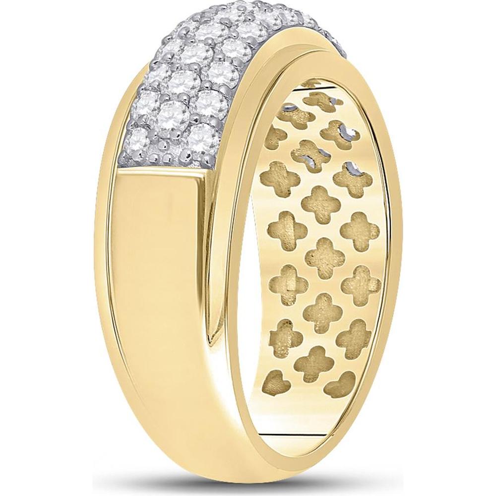 GND 14K Yellow Gold Pave Band Ring with Round Diamonds - 1.50 Carat Total Diamond Weight