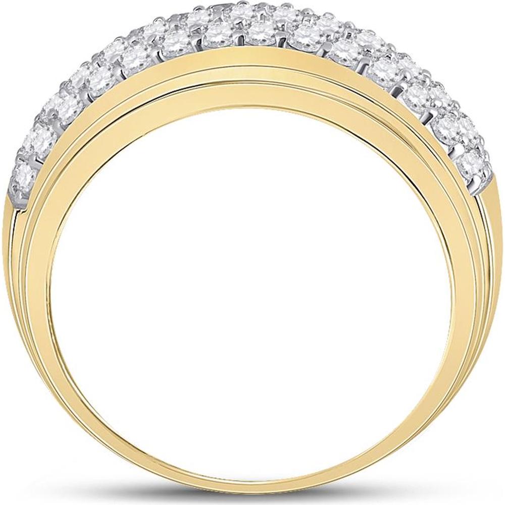 GND 14K Yellow Gold Pave Band Ring with Round Diamonds - 1.50 Carat Total Diamond Weight