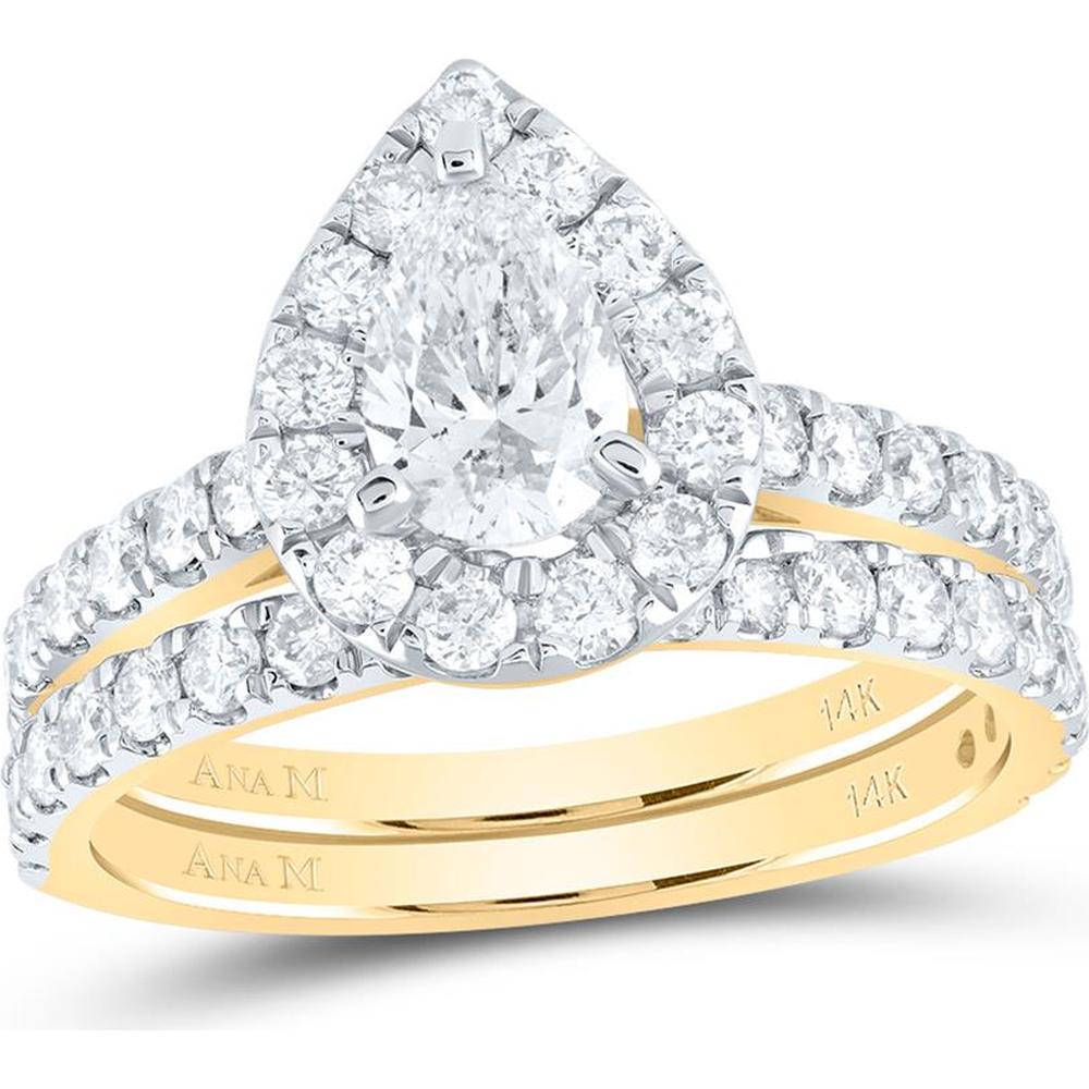 GND 14K Yellow Gold Pear-Shaped Diamond Bridal Set with 1 7/8 Total Carat Weight