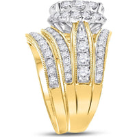 GND 14K Yellow Gold Princess and Round Diamond Bridal Wedding Ring Set - 2.5 Carat Total Diamond Weight
