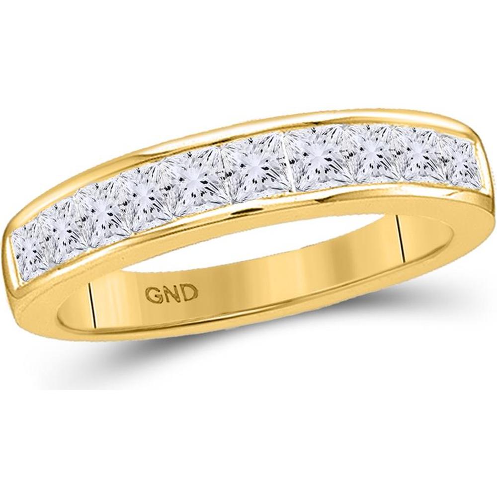 GND 14K Yellow Gold Princess Channel-Set Diamond Single Row Wedding Band - 1/4 Carat Total Diamond Weight