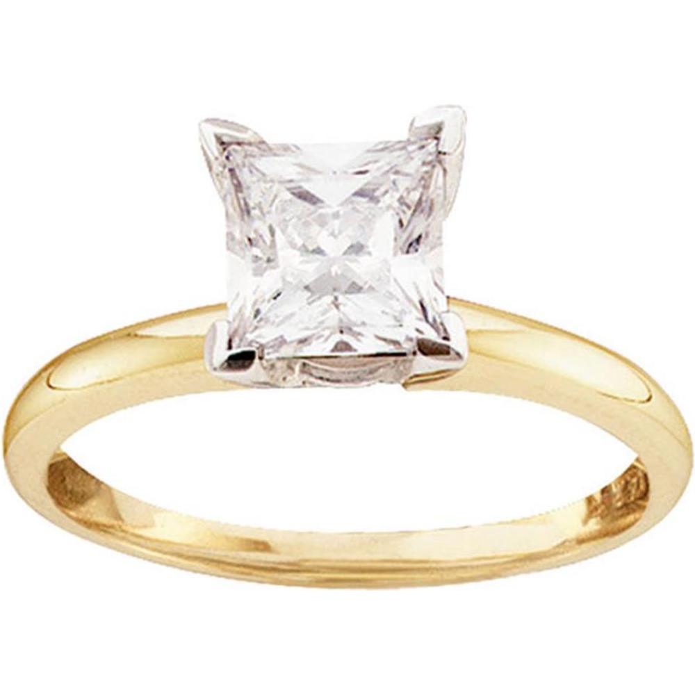 GND 14K Yellow Gold Princess Cut Diamond Solitaire Bridal Ring - 0.16 Carat Diamond Weight
