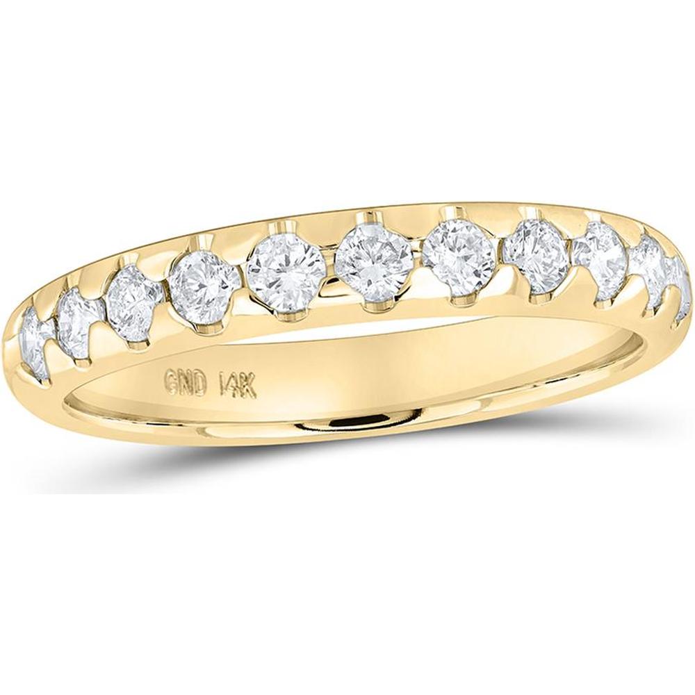 GND 14K Yellow Gold Round Diamond Band Ring with Prong-Set Diamonds - 0.50 Carat Total Diamond Weight