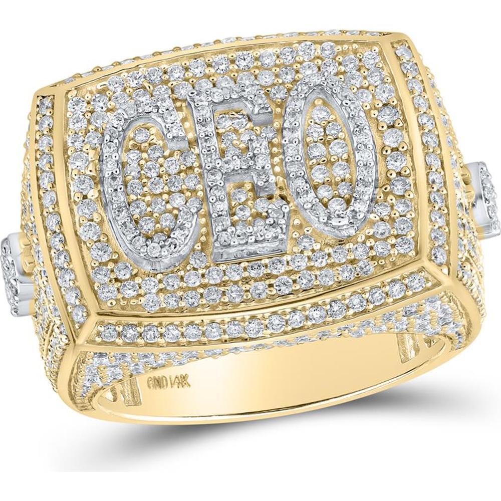GND 14K Yellow Gold Round Diamond CEO Ring – 2-7/8 Carats Total Diamond Weight