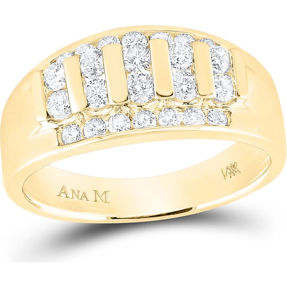 GND 14K Yellow Gold Round Diamond Channel-Set Wedding Band Ring - 1.04 Carat Total Diamond Weight