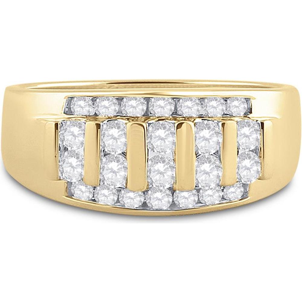 GND 14K Yellow Gold Round Diamond Channel-Set Wedding Band Ring - 1.04 Carat Total Diamond Weight