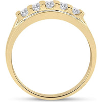GND 14K Yellow Gold Round Diamond Channel-Set Wedding Band Ring - 1.04 Carat Total Diamond Weight