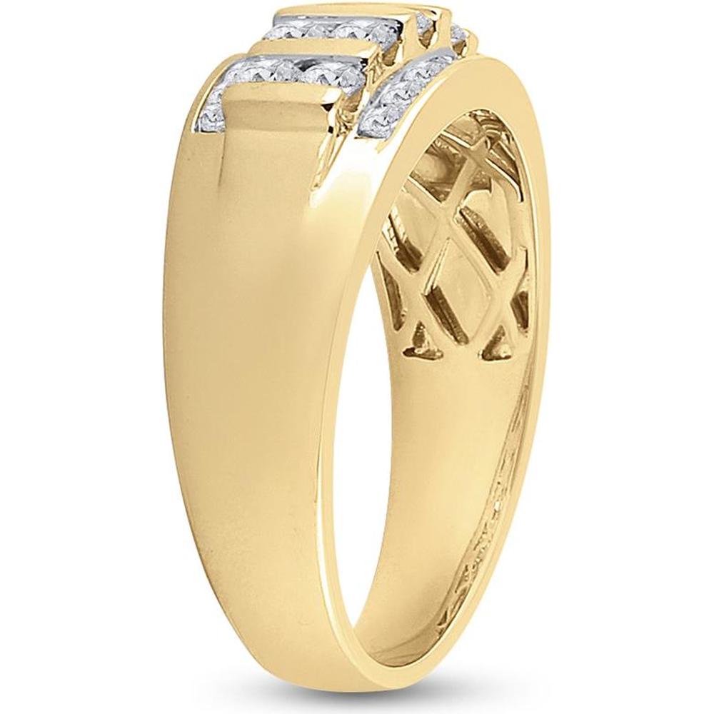 GND 14K Yellow Gold Round Diamond Channel-Set Wedding Band Ring - 1.04 Carat Total Diamond Weight