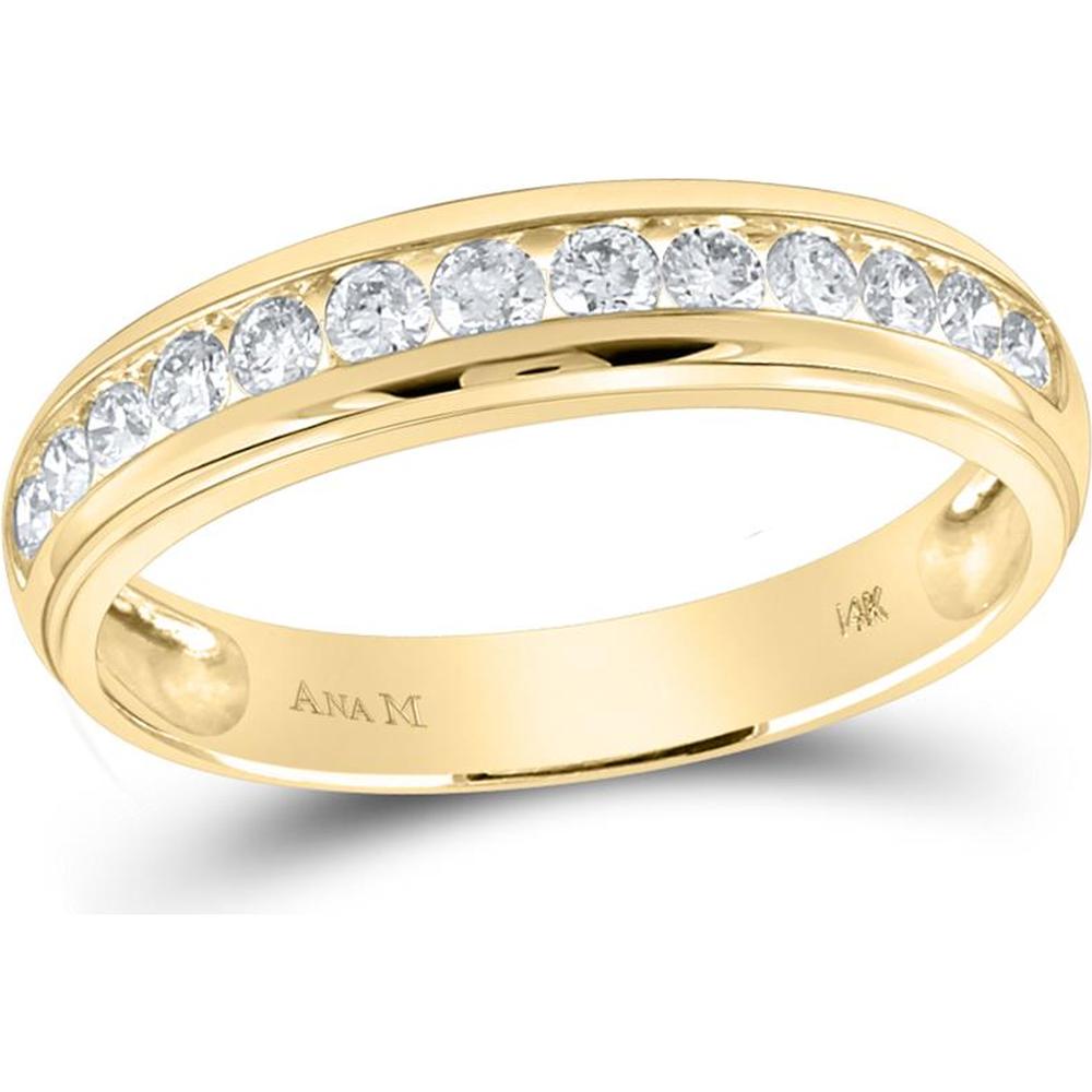 GND 14K Yellow Gold Round Diamond Cluster Matching Wedding Ring Set with Channel-Set Diamonds - 1-3/4 Total Carat Weight