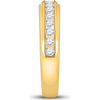 GND 14K Yellow Gold Round Diamond Cluster Matching Wedding Ring Set with Channel-Set Diamonds - 1-3/4 Total Carat Weight