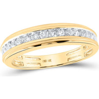 GND 14K Yellow Gold Round Diamond Halo Matching Wedding Ring Set - 1-5/8 Total Carat Weight (Certified)