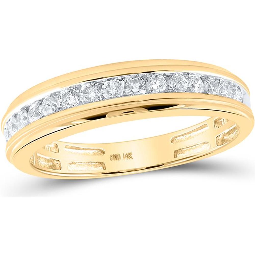 GND 14K Yellow Gold Round Diamond Halo Matching Wedding Ring Set - 1-5/8 Total Carat Weight (Certified)