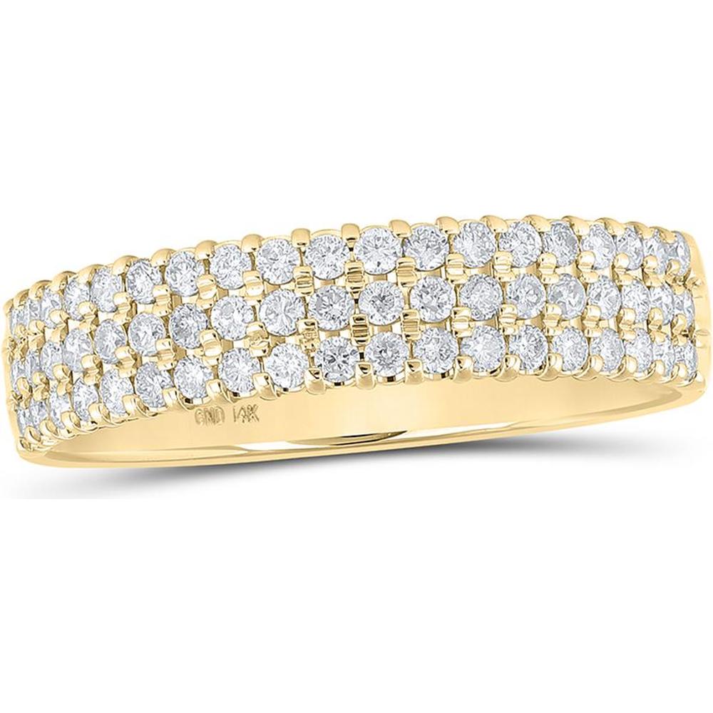 GND 14K Yellow Gold Round Diamond Pave Band Ring - 0.50 Carat Total Diamond Weight