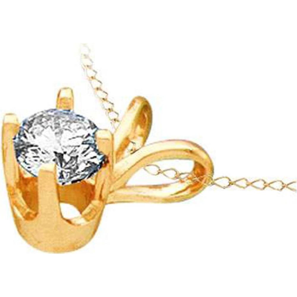 GND 14K Yellow Gold Round Diamond Solitaire Pendant - 0.27 Carat Diamond