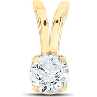GND 14K Yellow Gold Round Diamond Solitaire Pendant with Prong Setting - 0.47 Carat Total Diamond Weight