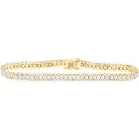 GND 14K Yellow Gold Single Row Tennis Bracelet with Prong-Set Round Diamonds – 5.04 Carat Total Diamond Weight
