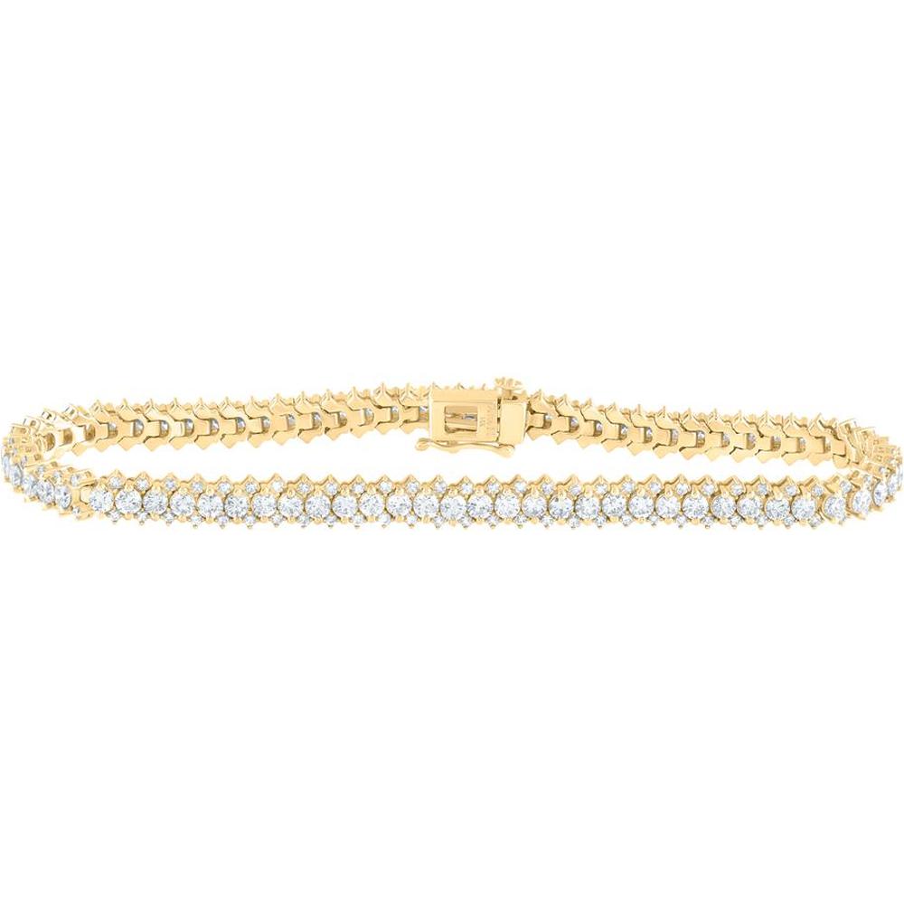 GND 14K Yellow Gold Single Row Tennis Bracelet with Prong-Set Round Diamonds – 5.04 Carat Total Diamond Weight