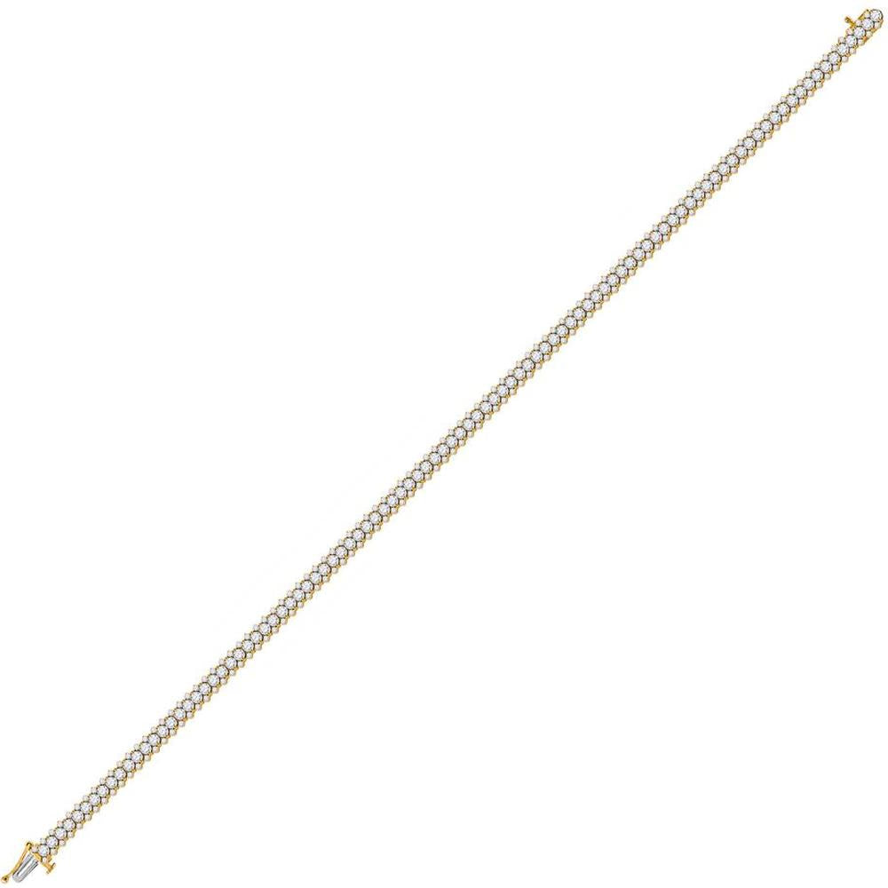 GND 14K Yellow Gold Single Row Tennis Bracelet with Prong-Set Round Diamonds – 5.04 Carat Total Diamond Weight