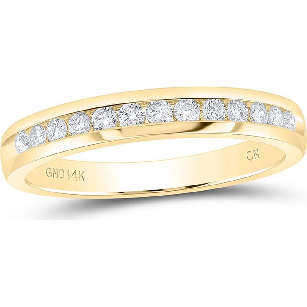 GND 14K Yellow Gold Single Row Wedding Band with Channel-Set Round Diamonds - 0.25 Carat Total Diamond Weight