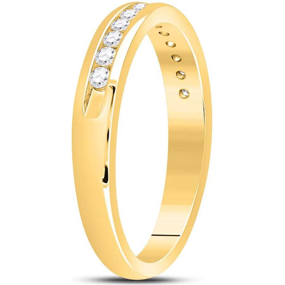 GND 14K Yellow Gold Single Row Wedding Band with Channel-Set Round Diamonds - 0.25 Carat Total Diamond Weight