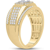GND 14K Yellow Gold Square Cluster Ring with Illusion-Set Baguette and Prong-Set Round Diamonds – 1.00 Carat Total Diamond Weight