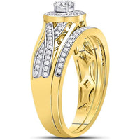 GND 14K Yellow Gold Twist Design Bridal Wedding Ring Set with Prong Set Round Diamonds - 1/2 Total Carat Weight