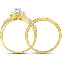 GND 14K Yellow Gold Twist Design Bridal Wedding Ring Set with Prong Set Round Diamonds - 1/2 Total Carat Weight