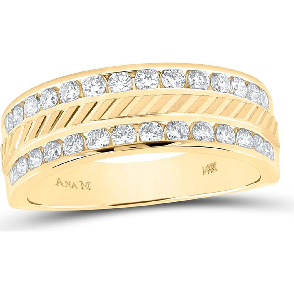 GND 14K Yellow Gold Wedding Band Ring with Channel-Set Round Diamonds - 1.00 Carat Total Diamond Weight