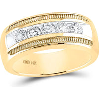 GND 14K Yellow Gold Wedding Band with Channel-Set Round Diamonds and Milgrain Detail – 1.0 Carat Total Diamond Weight