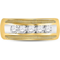 GND 14K Yellow Gold Wedding Band with Channel-Set Round Diamonds and Milgrain Detail – 1.0 Carat Total Diamond Weight