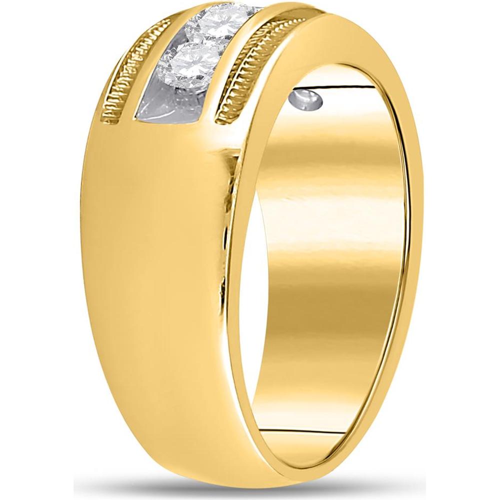 GND 14K Yellow Gold Wedding Band with Channel-Set Round Diamonds and Milgrain Detail – 1.0 Carat Total Diamond Weight