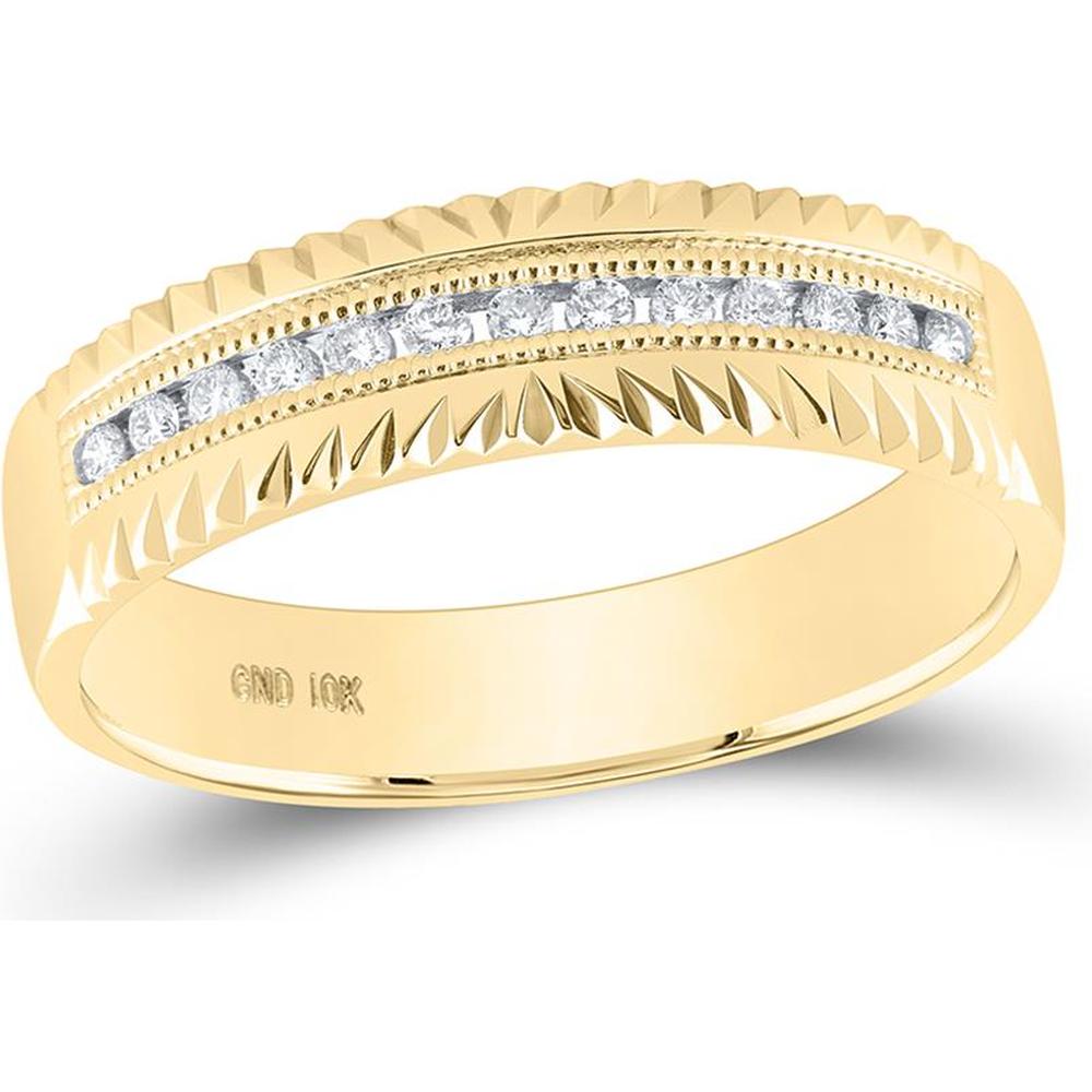 GND 14K Yellow Gold Wedding Set with Round Cluster and Channel-Set Diamonds - 3/4 Carat Total Diamond Weight