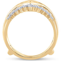 GND 14K Yellow Gold Wedding Wrap Ring Guard Enhancer with Round and Baguette Diamonds - 3/4 Carat Total Diamond Weight