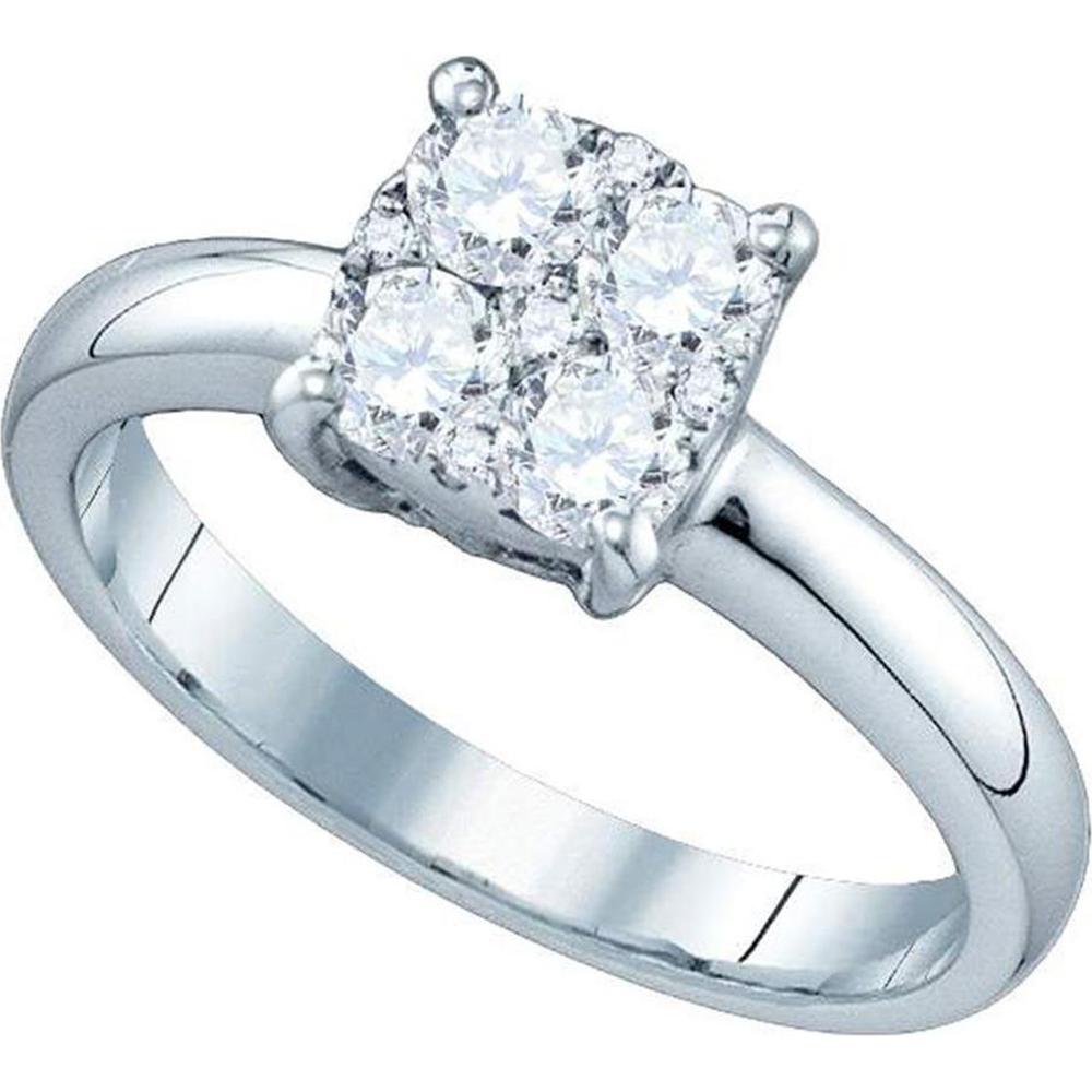 GND 18K White Gold Engagement Ring with Prong-Set Round Diamonds - 0.36 Carat Total Diamond Weight