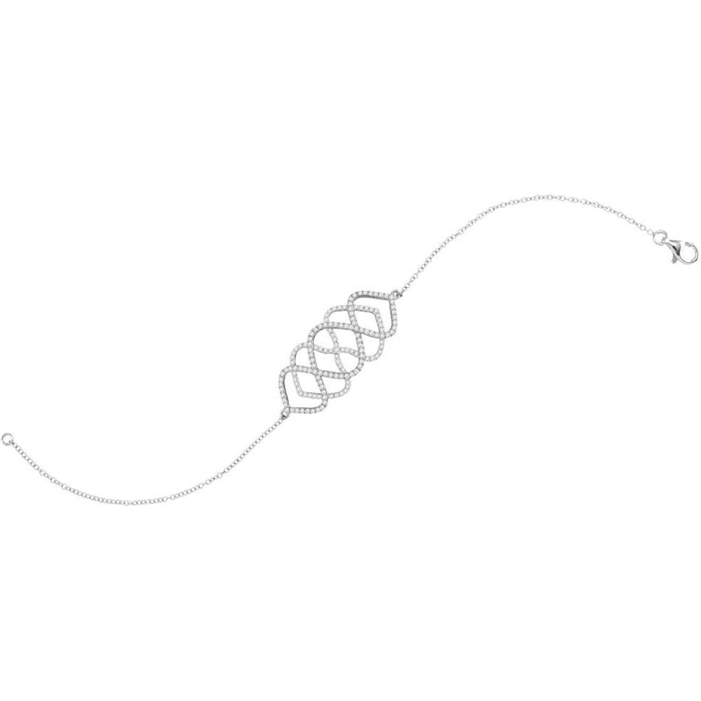 GND 18K White Gold Fashion Bracelet with Prong-Set Round Diamonds - 0.75 Carat Total Diamond Weight