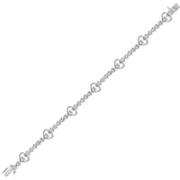 GND Sterling Silver Heart Tennis Bracelet with Round Prong-Set Diamonds - 1/2 Total Carat Weight